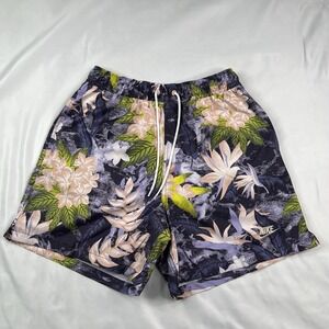 Nike Club Drawstring Flow Woven Shorts Men Small Tropical Print Twill HV4610-515